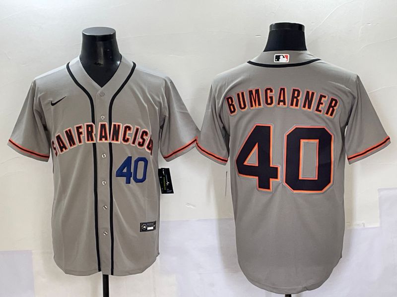 Men 2025 San Francisco Giants #40 Bumgarner Grey Game Nike MLB Jersey style 4